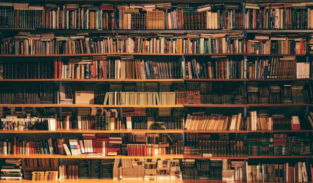 A shelf with books